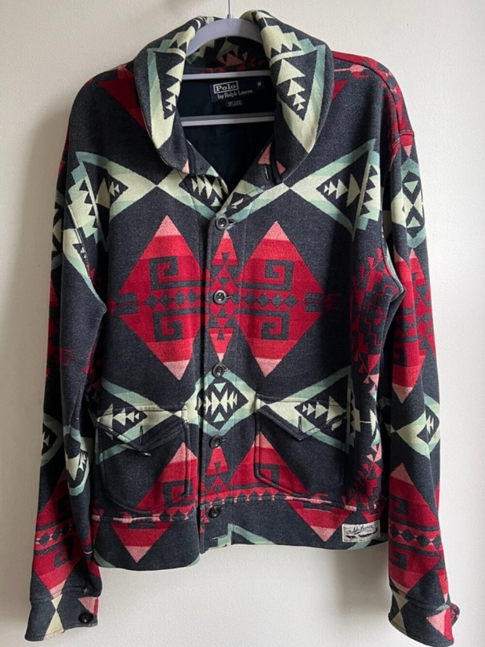 Polo Ralph Lauren Men's Vintage Jacquard Southwestern Button Up Sweater Sz M